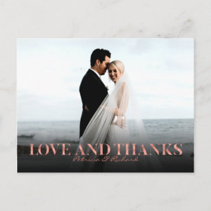 Liebe und Dank Roségold Hochzeit Danke Foto Postkarte