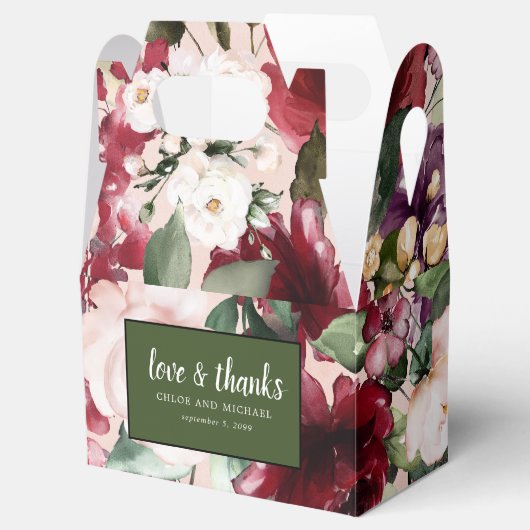 Liebe und Dank Rot Rosa Wasserfarben Geschenkschachtel (Geöffnet)