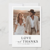 Liebe und Dank - Rustic Boho Foto Wedding Dankeskarte (Vorderseite)