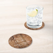 Liebe und Dank, Rustikal Brown Wood & Lights Runder Pappuntersetzer (Vor Ort)