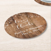 Liebe und Dank, Rustikal Brown Wood & Lights Runder Pappuntersetzer (Angewinkelt)