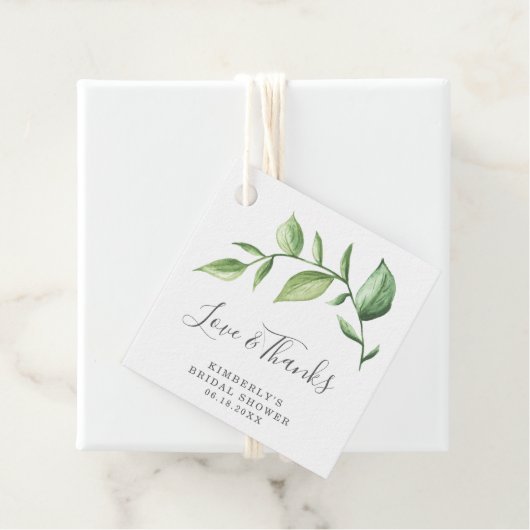 Liebe und Dank Rustikal Greenery Brautparty Geschenkanhänger (Beispiel)