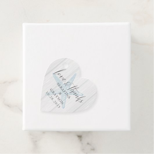 Liebe und Dank rustikalen Strandherz Form Geschenkanhänger (Beispiel)