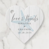 Liebe und Dank rustikalen Strandherz Form Geschenkanhänger (Vorderseite)