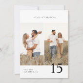 Liebe und Dank | Rustikales Script-Wedding-Foto Dankeskarte (Vorderseite)