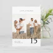 Liebe und Dank | Rustikales Script-Wedding-Foto Dankeskarte (Stehend Vorderseite)