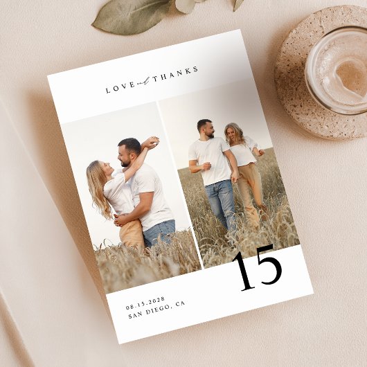 Liebe und Dank | Rustikales Script-Wedding-Foto Dankeskarte