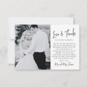 Liebe und Dank Schwarz Weiß 2 Foto Script Hochzeit Dankeskarte (Rückseite)