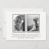 LIEBE UND DANK | Schwarz-Weiß-3-Foto-Hochzeit Dankeskarte (Rückseite)