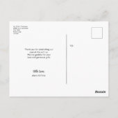 Liebe und Dank Script Black and White Wedding Postkarte (Rückseite)