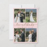 Liebe und Dank Script Blush Foto Collage Hochzeit