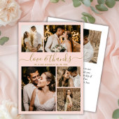 Liebe und Dank Script Blush Foto Collage Hochzeit Dankeskarte
