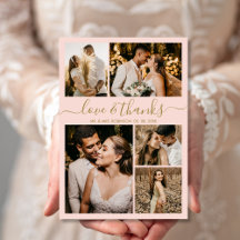 Liebe und Dank Script Blush Foto Collage Hochzeit