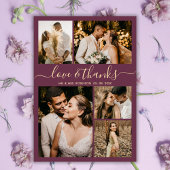 Liebe und dank Script Bordo Foto Collage Hochzeit Dankeskarte