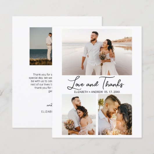 Liebe und dank Script Foto Collage Budget Card (Vorne/Hinten)