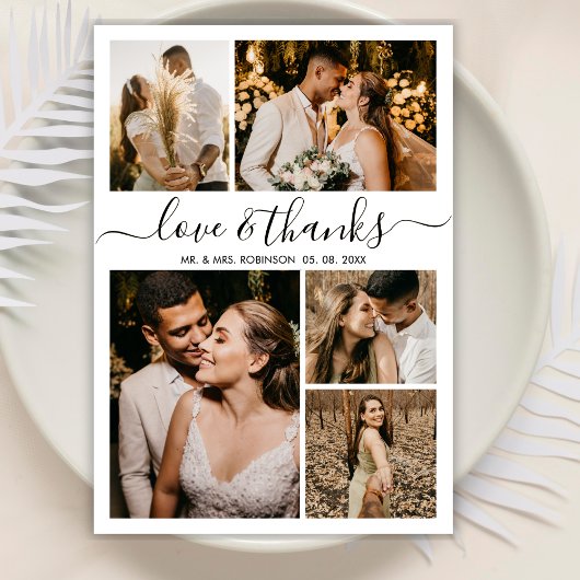 Liebe und dank Script Foto Collage Hochzeit Dankeskarte