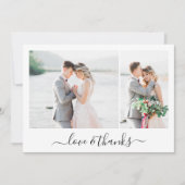 Liebe und Dank Script Foto Hochzeit Dankeskarte (Vorderseite)