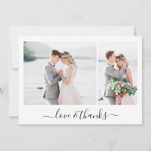 Liebe und Dank Script Foto Hochzeit Dankeskarte (Vorderseite)