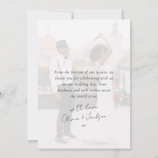 Liebe und dank Script Foto Hochzeit Dankeskarte (Rückseite)