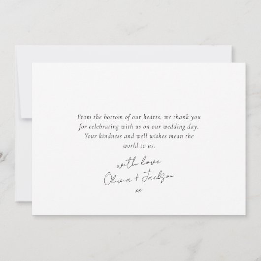 Liebe und Dank Script Foto Hochzeit Dankeskarte (Rückseite)