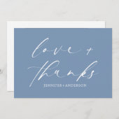 Liebe und dank Script Foto Hochzeit | Dusty Blue Dankeskarte (Vorne/Hinten)