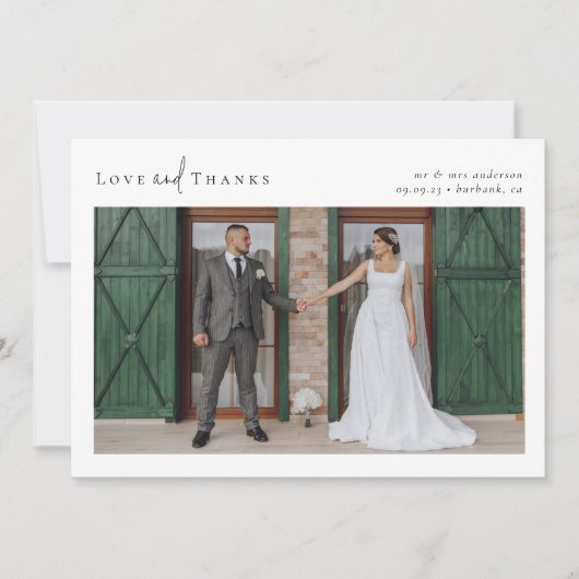 Liebe und dank Script Foto Hochzeit Karte (Vorderseite)