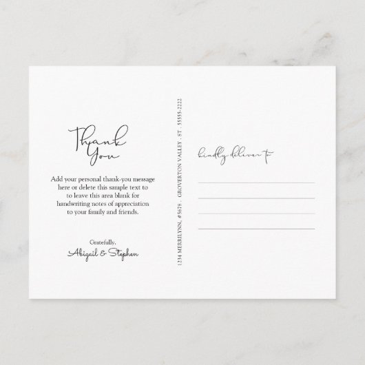 Liebe und dank Script Foto Hochzeit Postkarte (Rückseite)