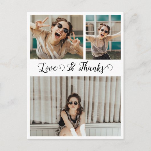 Liebe und dank Script Graduate Foto Collage Postkarte (Vorderseite)