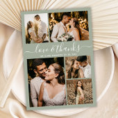 Liebe und dank Script Green Foto Collage Hochzeit Dankeskarte