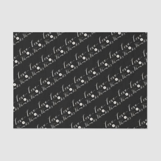 Liebe und dank Script Kalligraphie Chic Tissue Seidenpapier (Vorderseite)