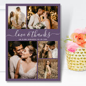 Liebe und Dank Script Lila 5 Foto Hochzeit Dankeskarte