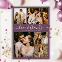 Liebe und Dank Script Mauve Foto Collage Hochzeit