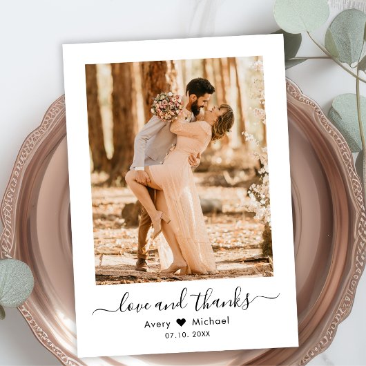 Liebe und dank Script Moderne Foto Hochzeit Dankeskarte