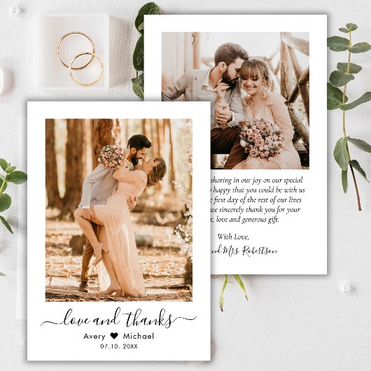 Liebe und dank Script Moderne Foto Hochzeit Dankeskarte