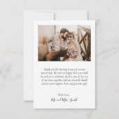 Liebe und Dank Script Schwarz-weiß Collage Wedding Dankeskarte (Rückseite)