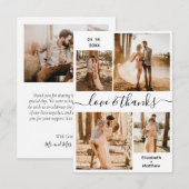 Liebe und Dank Script Schwarz-weiß Collage Wedding Dankeskarte (Vorne/Hinten)