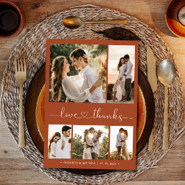 Liebe und dank Script Terracotta Foto Wedding Dankeskarte