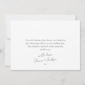 Liebe und Dank Script Triptych Foto Wedding Dankeskarte (Rückseite)