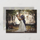 Liebe und Dank Script Zwei-Foto Hochzeit Postkarte (Vorne/Hinten)