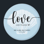 Liebe und Dank Seashell Wedding Danke Magnet<br><div class="desc">Finden Sie koordinierende Produkte in unserer Kollektion "Seaside Beach Blue"!</div>