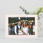 Liebe und Dank Simple Wedding Foto Peach Dankeskarte (Stehend Vorderseite)