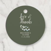 Liebe und Dank Skript Eukalyptus Hochzeit Geschenkanhänger (Rückseite)