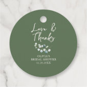 Liebe und Dank Skript Eukalyptus-Junggesellinnenab Geschenkanhänger (Rückseite)