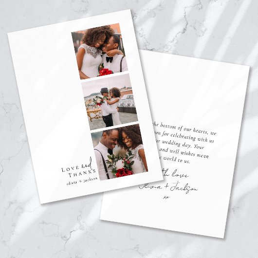 Liebe und Dank Skript Triptychon Foto Hochzeit Dankeskarte