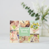 Liebe und Dank Spring Green Wedding Foto Collage Postkarte (Stehend Vorderseite)