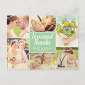Liebe und Dank Spring Green Wedding Foto Collage Postkarte (Vorderseite)