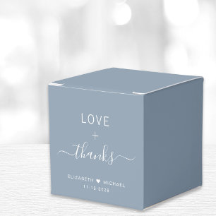 Liebe und Dank Staubblau Hochzeit Geschenkschachtel