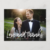 Liebe und Dank stylish Wedding Danke Foto Postkarte (Vorderseite)