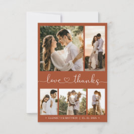 Liebe und Dank Terracotta Script Foto Wedding Dankeskarte