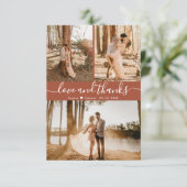 Liebe und Dank Terracotta Wedding 3 Foto Collage Dankeskarte (Stehend Vorderseite)